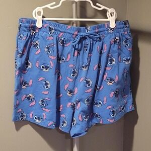 Lilo & Stitch Women's Cotton Pull On Shorts Size XXL Blue Lounge Relaxation